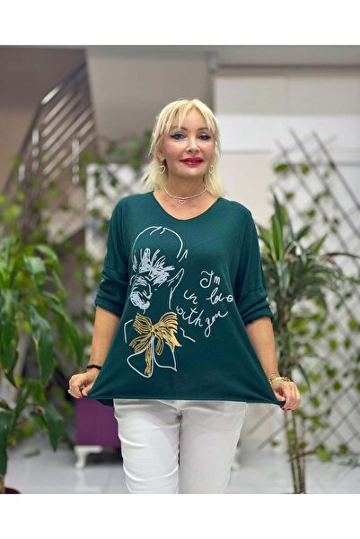 Punta Otantik YG5810 με τύπωμα Ιταλική πλεκτή μπλούζα Bitter Green