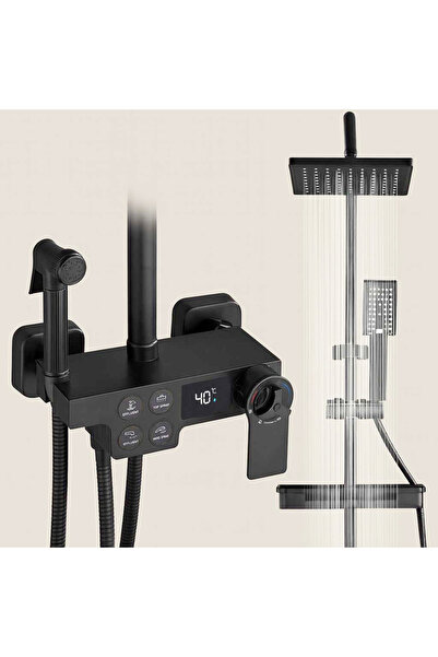 Novastride Smart multifunctional shower column, complete set with shelf, rain shower head
