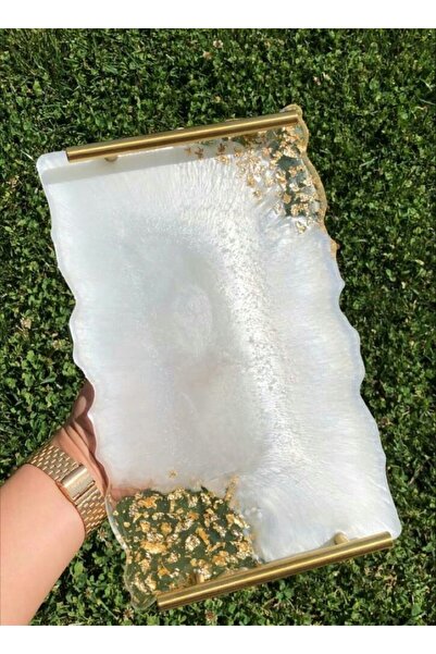 elimersacraft dekoratif tepsi,hediyelik epoksi ürün,lüks sunum ,kahve sunum,k...