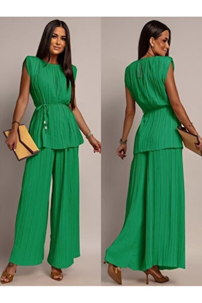 OEM Elegant Women's Pleated Material Set, Green, Size M-L INTL