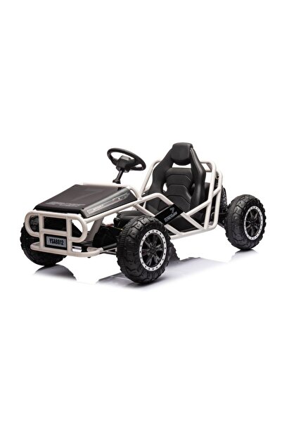 LeanToys Kart electric pentru copii cu roti EVA, scaun din piele si centura siguranta Black