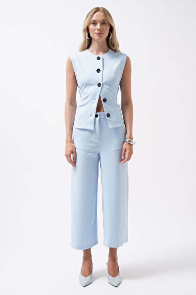 Maxi modena Wide Leg Midi Length Blue Trousers - 40