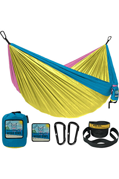 Wise Owl Outfitters Hamac Camping Extra Confortabil si Rezistent, Parachute Nylon 210T, Ideal pentru Aventurieri