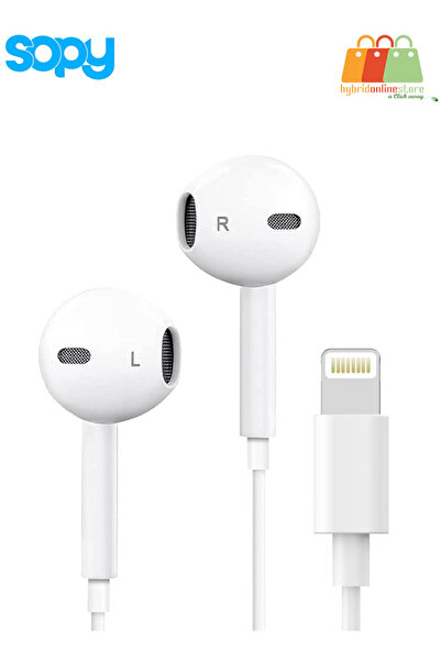 sopy سماعات أذن بموصل Lightning - معتمدة من MFI، مريحة، متينة، مزودة بميكروفون عالي الدقة، وملاءمة عالمية