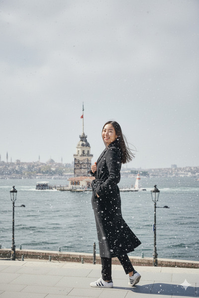 LİMABEL Black Coat with Belted Pockets Knee Length Long Casual Cashmere Winter Women's Coat-6