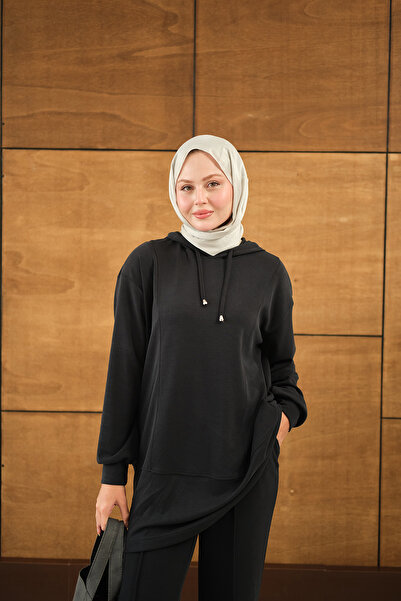 LOCCO Kadın Kapüşonlu İkili Takım Siyah