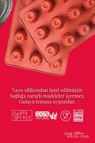 grimorlife Silicone 16-Cell Flower Pattern Cake and Chocolate Mold Baking Mold Non-Stick