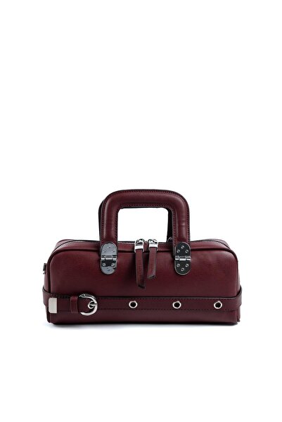 Silver Polo Burgundy - Burgundy Plain Women's Handbag Sp1258