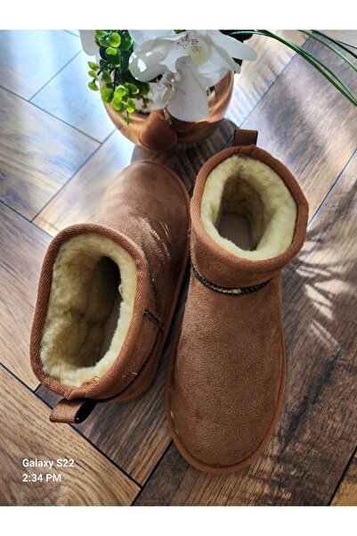 McMelzo Kadın İçi Tüylü İnce Taban Kahve Bot