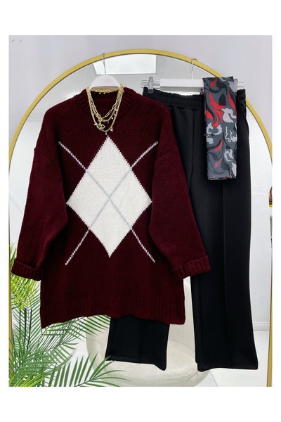 YEDİLALE Patterned Zero-Necklace Tricot Sweater [80/85 cm Medium, Can Be Ironed]