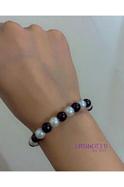 Shiklik Women's Black and White Pearl Model Elegant Bracelet