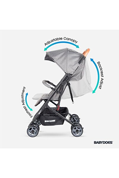 Babydoes OLLA CX - Baby Stroller, 5-Point Harness, One-Hand Fold, 0-4 Years (Up to 20 kg) - Grey