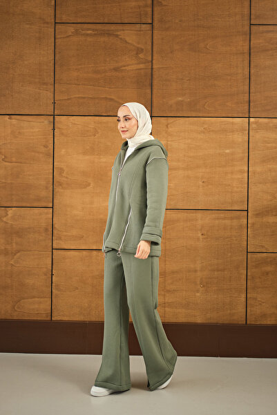 LOCCO Kadın Fermuar Detaylı İkili Takım Yeşil