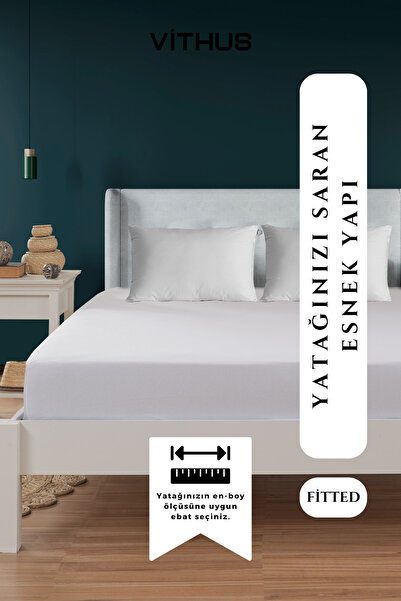 Vithus %100 Pamuk Penye Lastikli Çarşaf Tek Kişilik, Çift Kişilik Ve Battal Boy