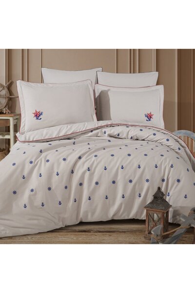 Hobby home collection Premium Athena Taş - Poplin Çift Kişilik Nakışlı Nevres...