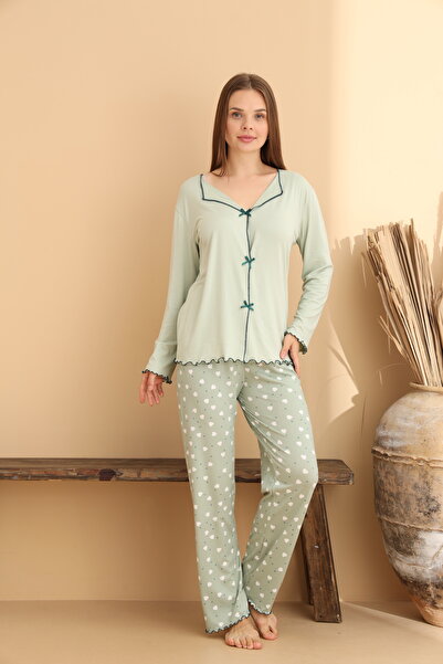 ELİTOL Green Hearts Women's Pajama Set