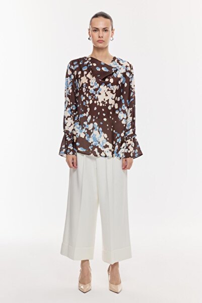 NAGRADA Drapeli Desenli Saten Bluz