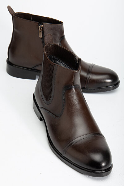 Daxtors D2161 Ανδρικές μπότες από γνήσιο δέρμα με επένδυση από γούνα και φερμουάρ, ανθεκτικές στο κρύο