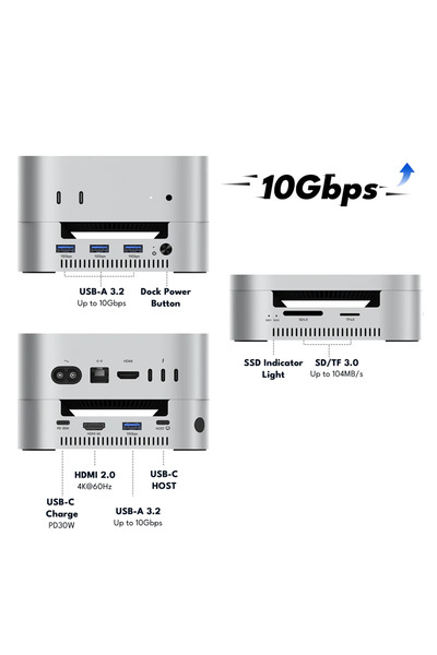 Acasis M001 PRO 11in1 Mac Mini M4 Workstation 40Gbps TB4, 2xNVMe, 4xUSB 3.2, 4K HDMI, SD/TF Dock