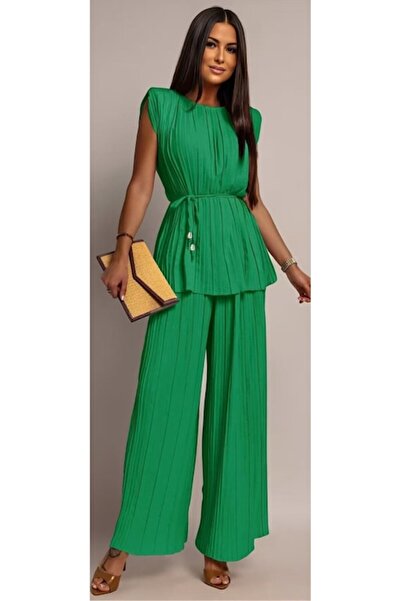 OEM Elegant Women's Pleated Material Set, Green, Size M-L INTL