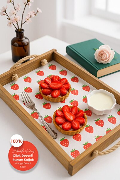 Anadolu Saray 100 Pcs Strawberry Patterned Paper |   100 Pieces of Strawberry...