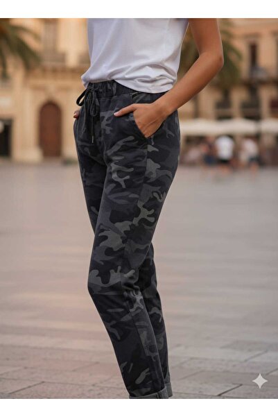 Punta Otantik Ls7312 Camouflage Patterned Lycra Italian Cotton Pants Smoked