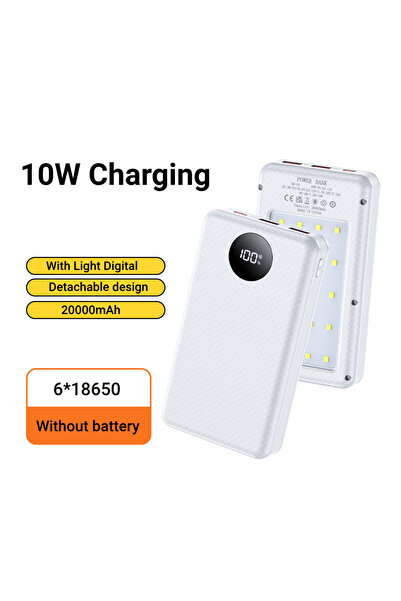 Choice صندوق بطارية كيبيدومي أبيض 10 واط، 6 بطاريات 18650، مع حامل، وغطاء شحن...
