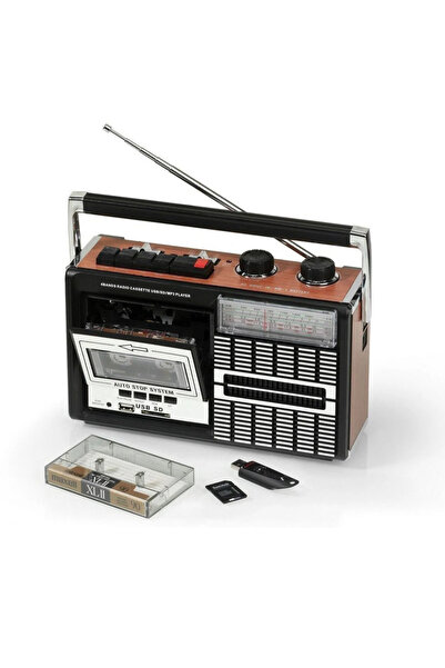 MagExpert Radio portabil cu Casetofon, AM/FM/SW, design Retro, Port USB si ca...