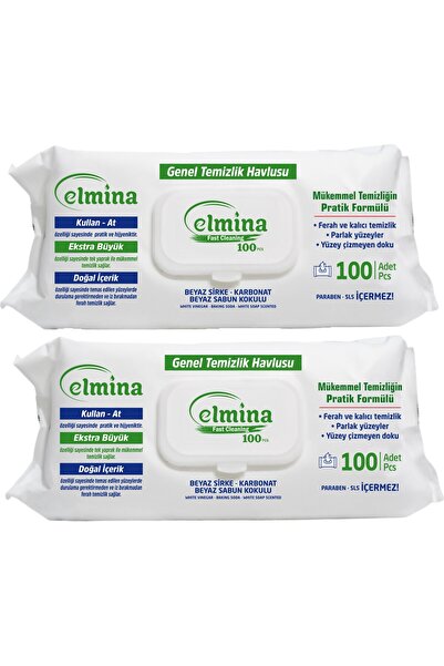 Elmina General Cleaning Towel 100 Pcs Vinegar-Baking Soda White Soap 2-Pack