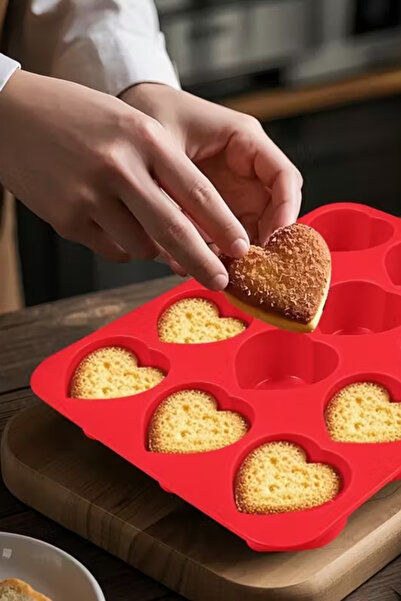 grimorlife Silicone 9-Cavity Heart Cake and Chocolate Mold Baking Mold Non-Stick