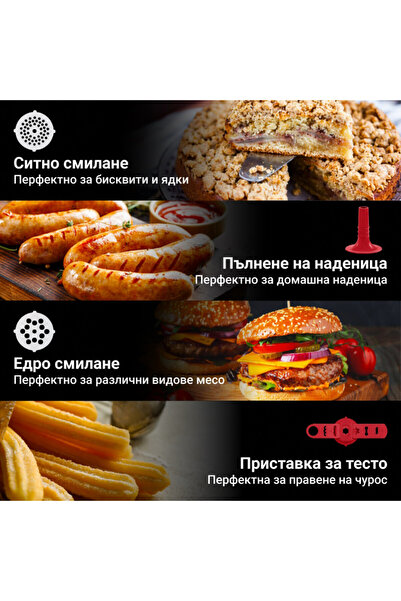 Izibizi PS-308M Meat Grinder Attachment, PS-336A Compatible, 4 elements, No base, No BPA,Red