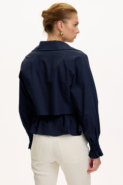 Exquise Shirt Collar Raglan Sleeve Regular Lined Cotton Jacket