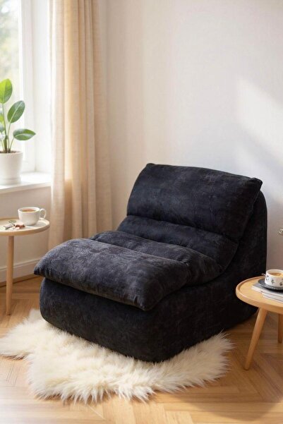 JOJO HOME Premium Lounge Armchair, HD Foam, L x W x H: 80 x 100 x 74 cm, Black