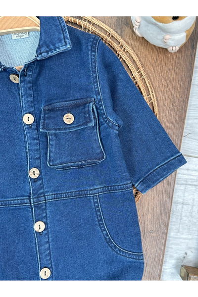 BİSCOİ Babybiscoi Ultrasoft Lycra Knitted Denim Unisex Baby Romper