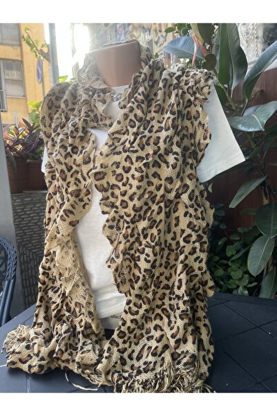 Ciciş Aksesuar FIRFIRLI ESNEK PAMUK ŞAL LEOPAR DESENLİ