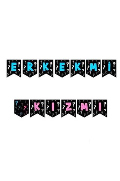 İSTOÇ PARTİ Gender Reveal Girl or Boy Written Zigzag Banner