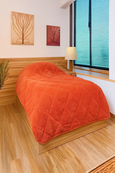 CT STONES لحاف ويلسوفت لشخص واحد 155*220 لحاف-برتقالي