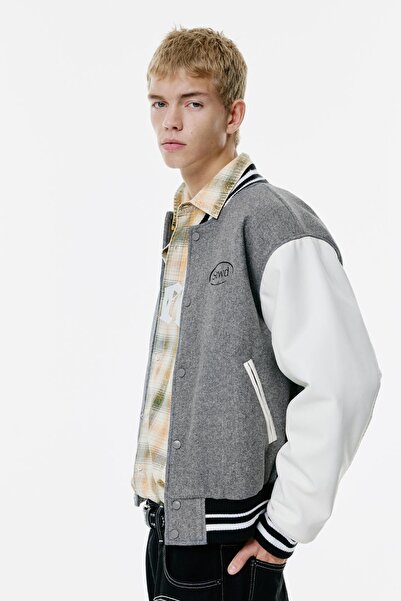 Pull & Bear Nakışlı kolej ceketi