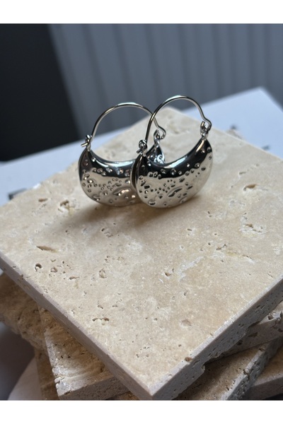 MODA Gümüş Dokulu Yarım Ay Küpe”