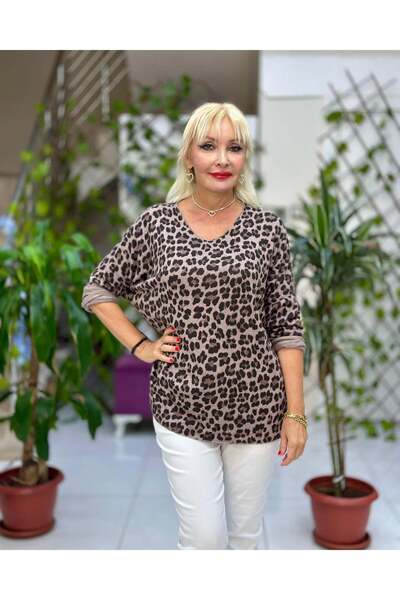Punta Otantik NC11128 ιταλικό μοτίβο λεοπάρδαλης Μπλούζα βιζόν
