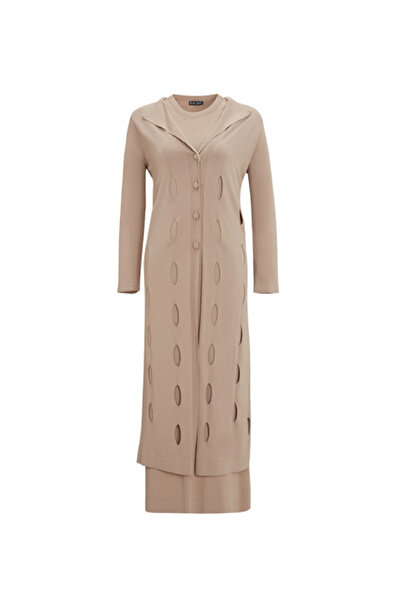 MISS DALIDA Kolsuz Basic Düz Renk Teş Rengi Elbise