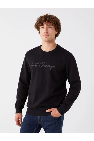 LC Waikiki XSIDE Черно мъжко дебело суитшърт с принт на велосипед на врата