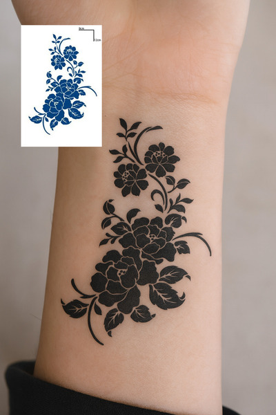 TAKIŞTIR Çiçek Figürlü 12 Saat Sonra Kararan Geçici Dövme Tattoo