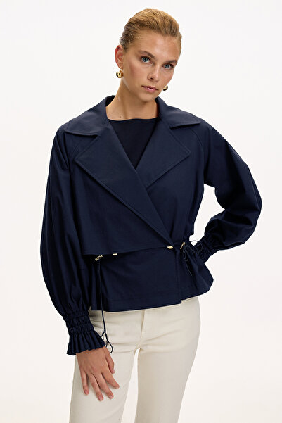 Exquise Shirt Collar Raglan Sleeve Regular Lined Cotton Jacket