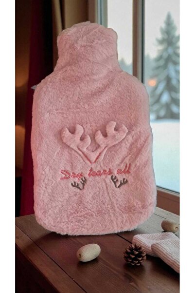 Eşya Dünyası Peluş Geyikli Sıcak Su Torbası -Yumuşak Kışlık Termofor - Isıtıcı Kılıflı Büyük boy Model 2lt