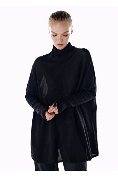 Knitss Black Merino Wool Blend Knit Tunic