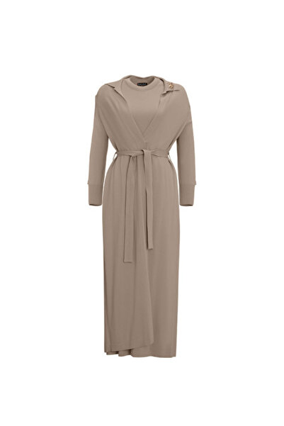 MISS DALIDA Gömlek Yaka Broş Detaylı Triko Vizon Hırka