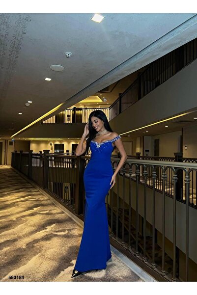 Modafeminen Rochie de seară din țesătură elastică crep cu mâneci cu guler și ...