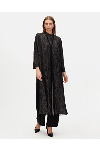 MISS DALIDA İç Astarlı Dantel Siyah Ceket