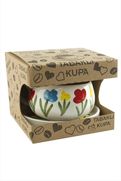 CT STONES Flower Patterned Ceramic Plate Mug